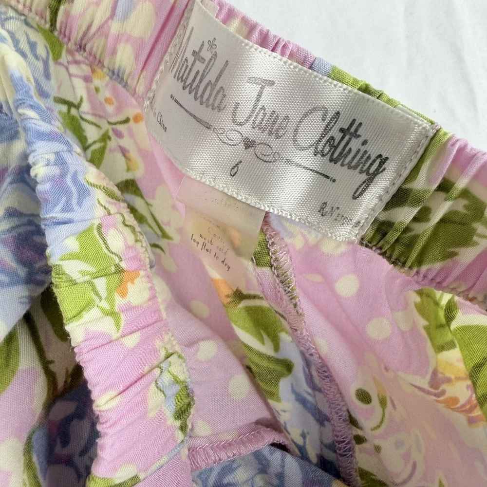 Matilda Jane Girls pants Pink Yellow Maple Sugar Big‎ Ruffles Good Hart Pants 6